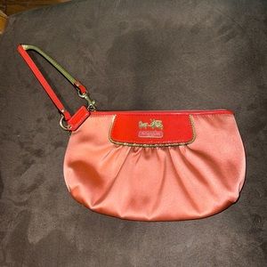 VINTAGE Y2K Coach Wristlet Watermelon Pink Satin Silk Collectible